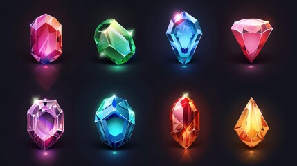 Fototapeta premium Gem illustration. Beautiful gems set