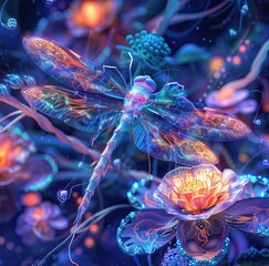 dragonfly in neon