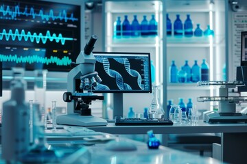 Advanced medical dna research lab  science, biotechnology, and technology for health analysis