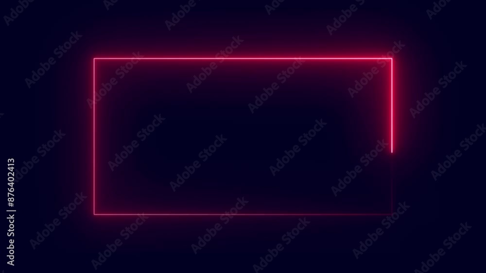 Aufkleber glowing neon rectangle border frame in the shape rectangle. rectangular frame with moving line.