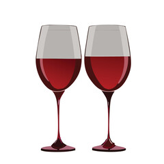 Illustration of Wine Glasses Filled with Red Wine