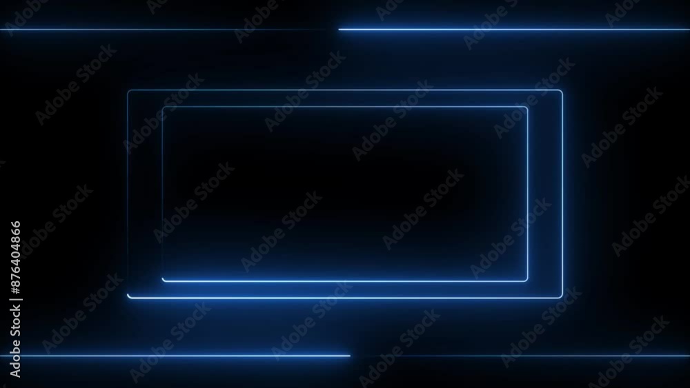 Poster abstract glowing neon rectangle frame animation. animated neon glowing frame background.