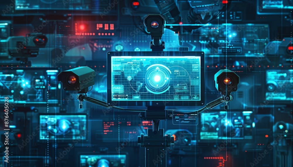 Poster advanced cctv and guard monitoring system for secure protection and online network connection