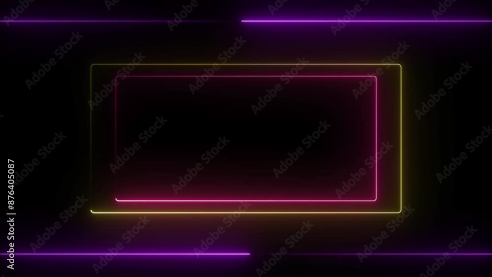 Aufkleber abstract glowing neon rectangle frame animation. animated neon glowing frame background.