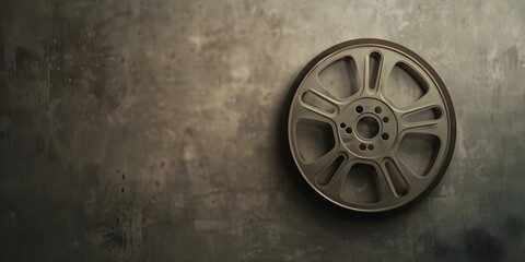 Fototapeta premium Vintage sepia-toned film reel with a grainy texture. Concept Vintage Aesthetic, Old-fashioned Charm, Nostalgic Feel, Classic Elegance