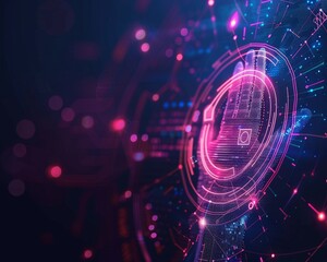 Obraz premium Secure erp login with 2fa and fingerprint cybersecurity banner for professional online connection