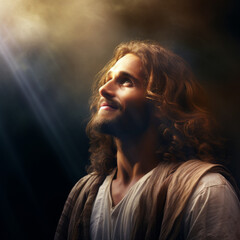 Jesus side profile looking up