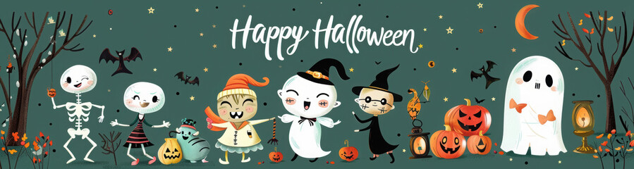 Happy Halloween greetings template vector. Vector illustration.
