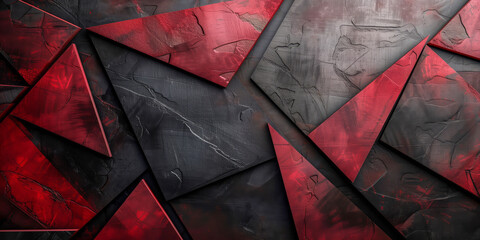 Abstract geometric red and black textured shapes conveying modern artistic expression concept