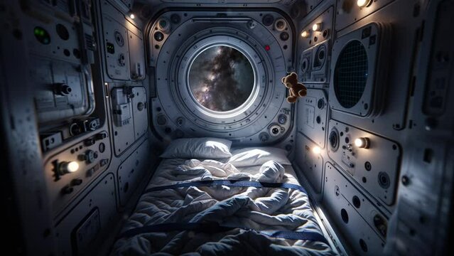 Space travel image, interior of spaceship cabin.  seamless loop

