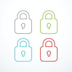 Padlock icon set. Vector illustration