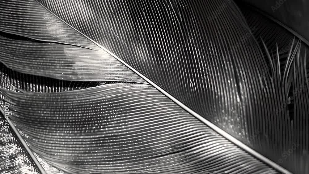 Poster the intricate patterns and lines of a feather are captured in stunning monochrome tones. black and w