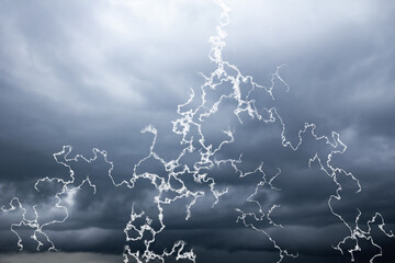 A beautiful sky clouds with lightning in nature in the atmosphere of clean air thunderstorms