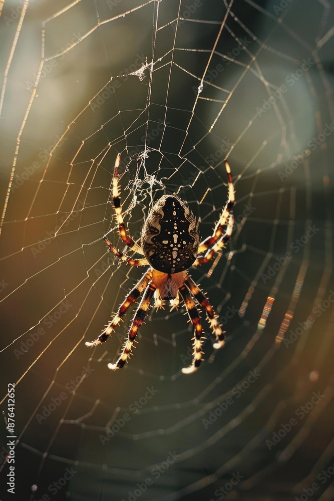 Poster a spider sits in the middle of its web, ready to catch prey
