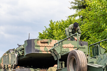 July 7, 2024 Krasnik Poland. Presentation of military vehicles.