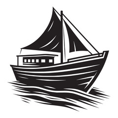 Cargo ship with containers vector illustration isolated on a white background