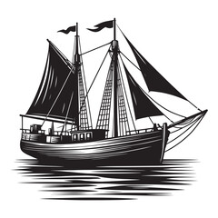 Cargo ship with containers vector illustration isolated on a white background