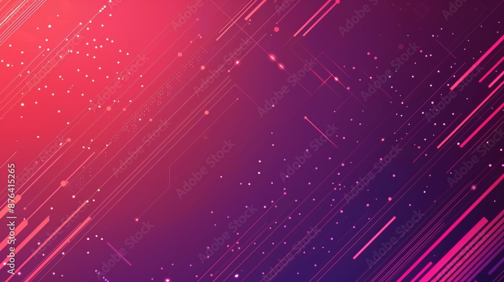 Poster a purple background with diagonal lines and dots, in the style of vector illustration.