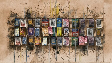 Vintage cassette tapes arranged in a creative display