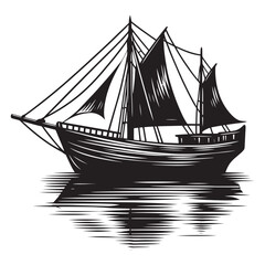 Cargo ship with containers vector illustration isolated on a white background