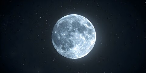 3D looped image of a shining moon in the night sky. Concept Space, Moon, Night sky, 3D art, Looping animation
