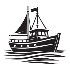 Cargo ship with containers vector illustration isolated on a white background