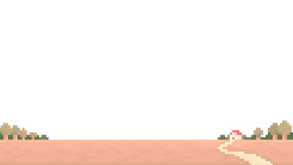 ピクセルアートな夕暮れの家フレーム⭐︎PNG