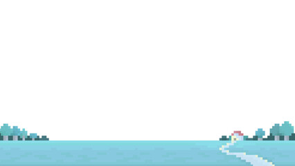 ピクセルアートな夜の家フレーム⭐︎PNG