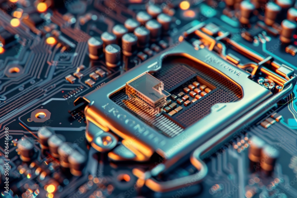 Poster cybersecurity service secure motherboard connection with verified credentials in wide banner design