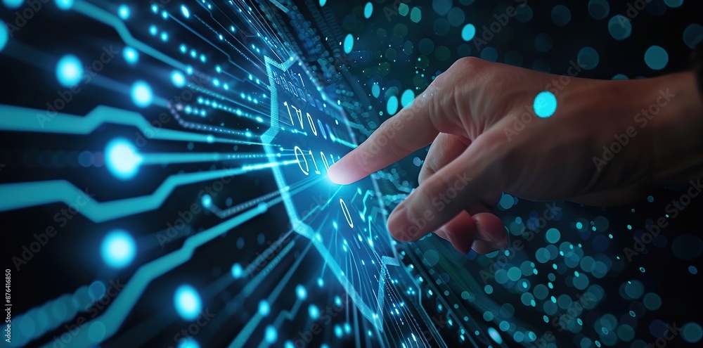 Poster fingertip interacting with digital circuitry
