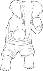 Elephant Boxer Boxing gloves Boxing Animal Vector Graphic Art Illustration