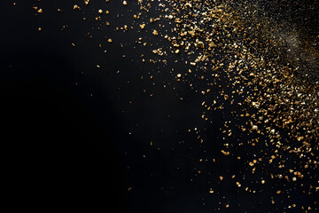 Splash of sand on a black background. explosion of sand with empty space. dry sand