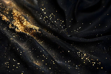 background with scattered sand on a black background. golden sand. dry sand