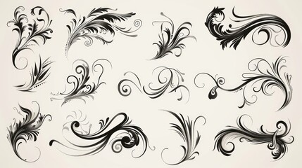 Fototapeta premium Collection of 16 calligraphic design elements for your designs
