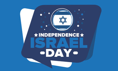 Israel Independence Day. National holiday, celebrated annual. Israel flag. Star of David, jewish symbol. Patriotic sign and elements. Poster, card, banner and background. Vector illustration