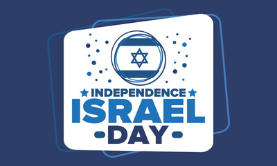 Israel Independence Day. National holiday, celebrated annual. Israel flag. Star of David, jewish symbol. Patriotic sign and elements. Poster, card, banner and background. Vector illustration