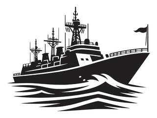 Obraz premium Modern ship silhouette vector illustration isolated on a white background