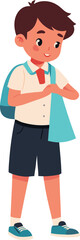 Obraz premium Full Body Photo of Student Putting On School Uniform