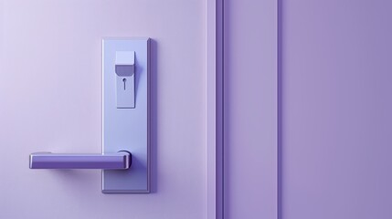 Purple door with modern handle and keyhole