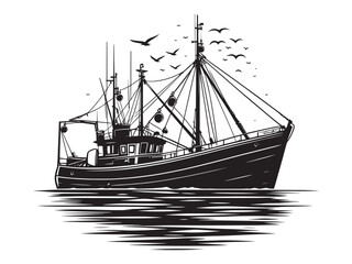 Modern ship silhouette vector illustration isolated on a white background