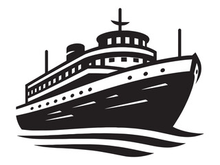 Obraz premium Modern ship silhouette vector illustration isolated on a white background