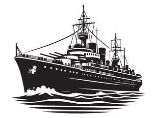 Obraz premium Modern ship silhouette vector illustration isolated on a white background