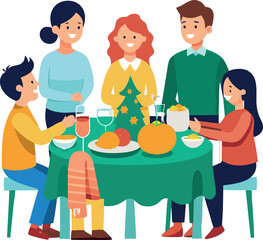 Happy Family Enjoying Festive Dinner Together at Home