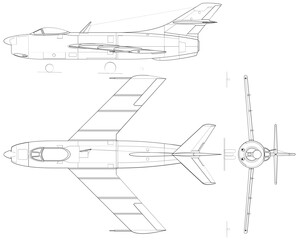 Fighter jet planes 3 view, blueprints, svg cut file, cnc cut file, engraving file, CNC router file, laser cutting, Cricut File, isolated, Engraving model