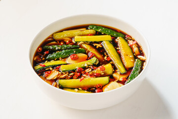 Sweet and sour cucumber strips, a local specialty of Northeast China