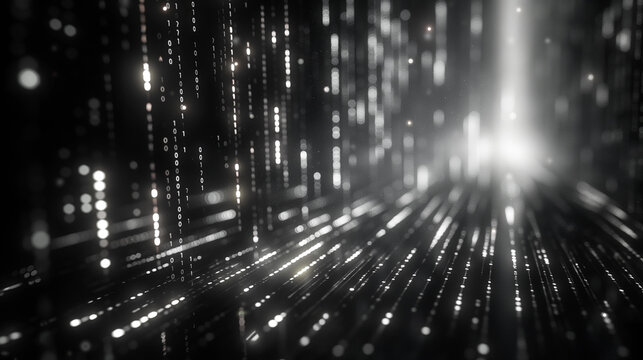 Abstract digital binary matrix background with futuristic technology and light pattern