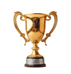 Gold trophy cup on isolated transparent background