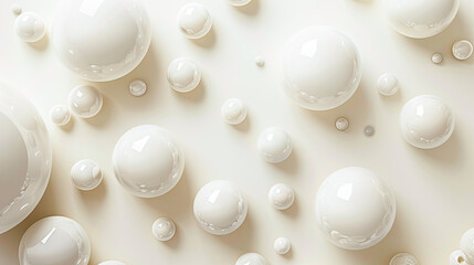 Abstract White Spheres Background 3D Render Minimalist Simple Clean Design Elements Pattern Backdrop Wallpaper Texture Template Modern Advertisement Concept Banner Header Website Graphic Illustration