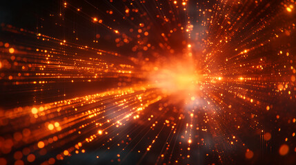 Naklejka premium Abstract light bokeh with orange glow and sparkle effect creating a bright energy pattern