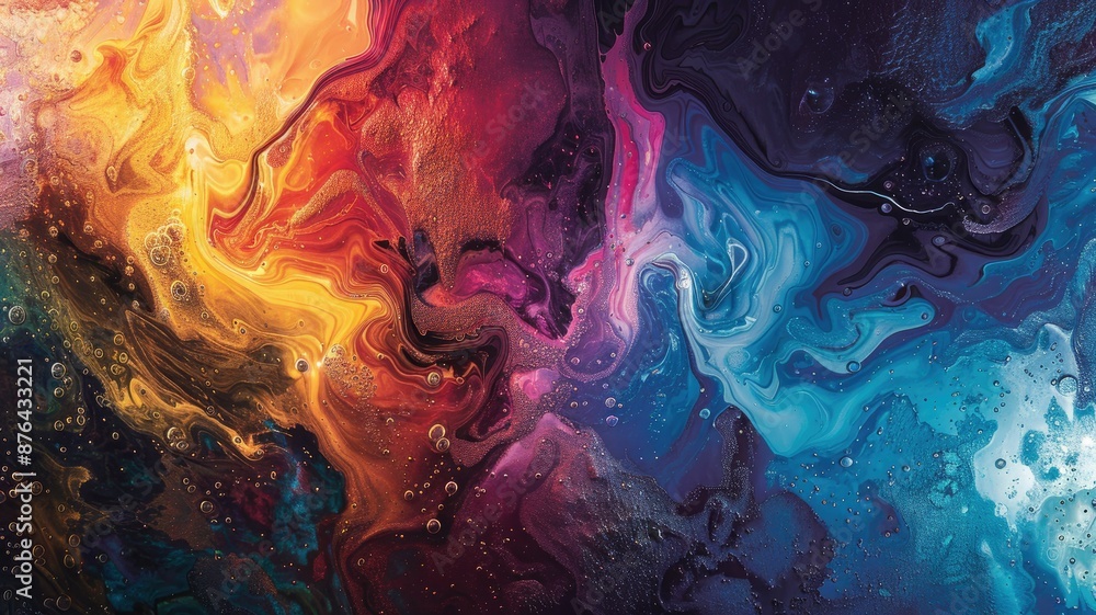 Aufkleber abstract fluid art: a swirling symphony of colors - a vibrant and mesmerizing abstract fluid art pai